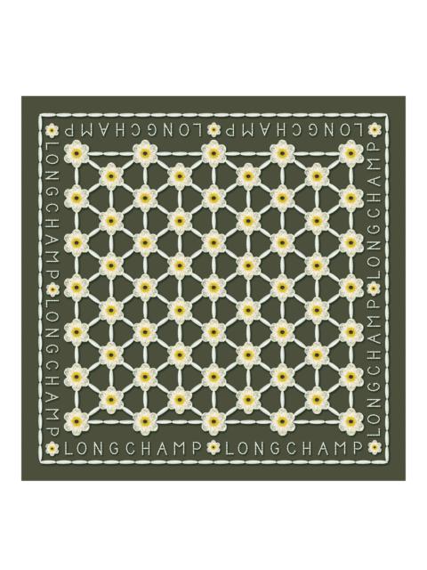 Longchamp Daisies Silk scarf 50 Khaki - OTHER