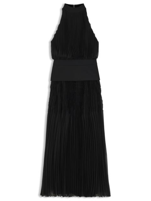 BOSS LONG-LENGTH PLISSÉ DRESS WITH PLAIN INSERT