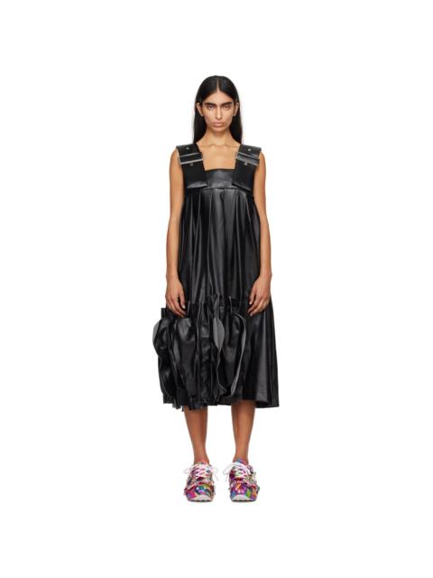 Comme Des Garçons Black Pleated Faux-Leather Midi Dress
