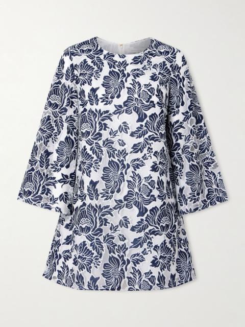 BORGO DE NOR Stevie cotton-blend corded lace mini dress Royal blue