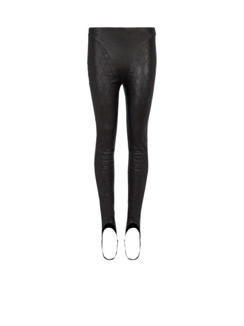 Topstitched leather leggings
