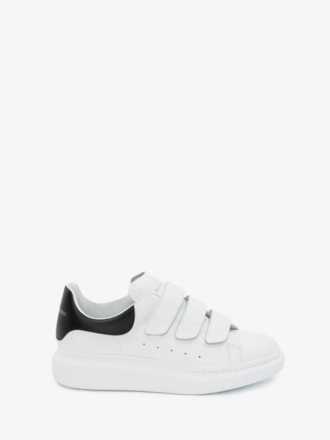 Alexander McQueen Oversized Triple Strap Sneaker  in White/black