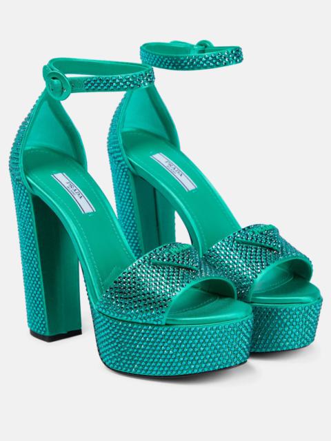 Prada Embellished satin platform sandals