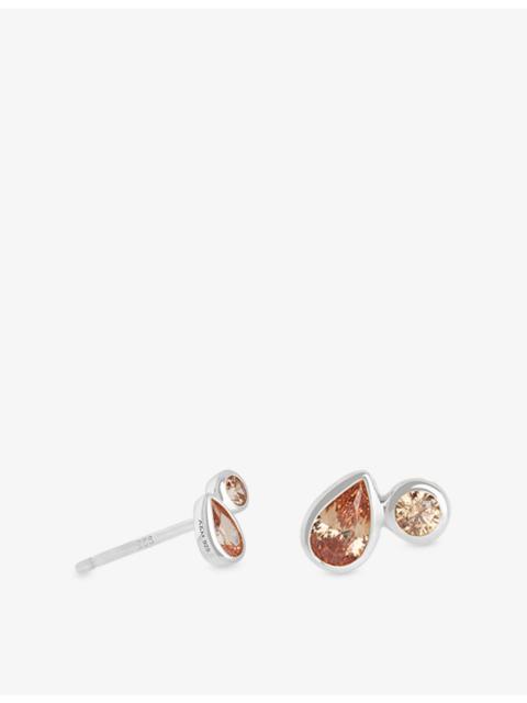 ASTRID & MIYU Sunset Duo Rhodium-Plated Sterling-Silver and Cubic Zirconia Stud Earrings