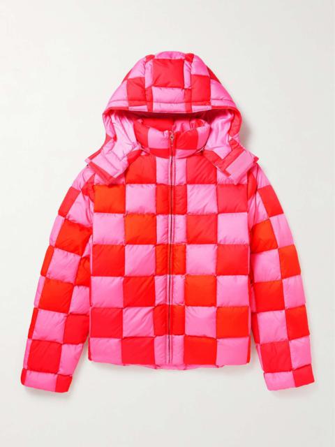 Checked Quilted Padded Shell Hooded Jacket