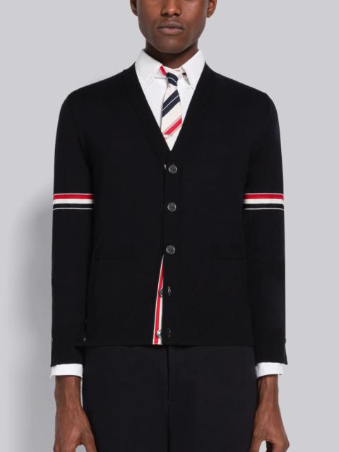 Thom Browne Fine Merino Stripe Relaxed V-Neck Cardigan