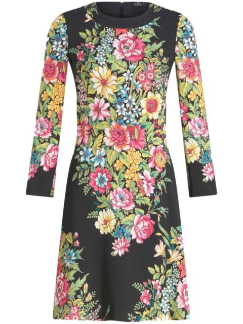 Etro floral-print long-sleeve minidress