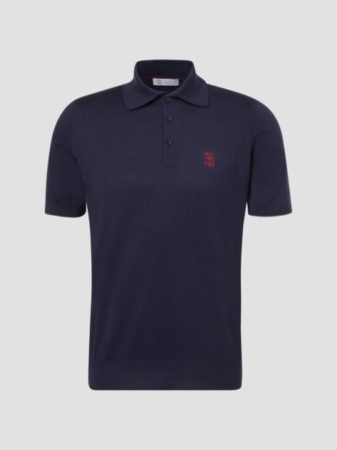 Embroidered cotton piqué polo shirt