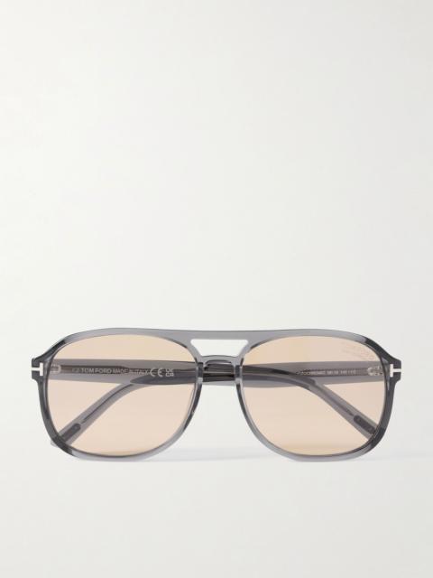 TOM FORD Rosco Aviator-Style Acetate Sunglasses Gray