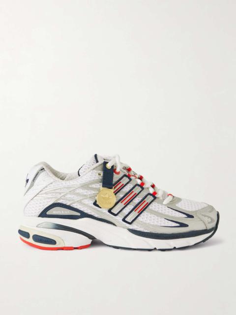 adidas Originals + Sporty & Rich Olympic Adistar embellished faux leather and rubber-trimmed mesh sneakers