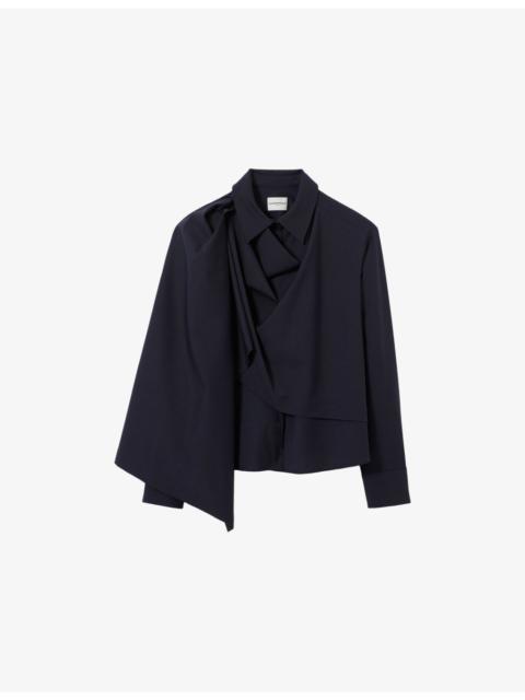 Claudie Pierlot Shawl-Panel Long-Sleeved Wool-Blend Jacket