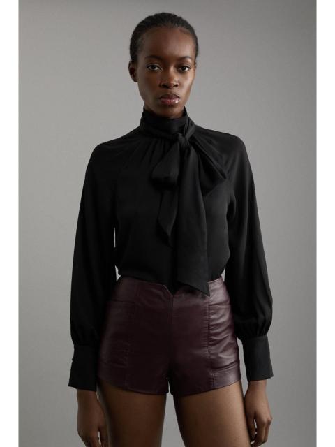 KAREN MILLEN Leather Notch Detail Mini Shorts