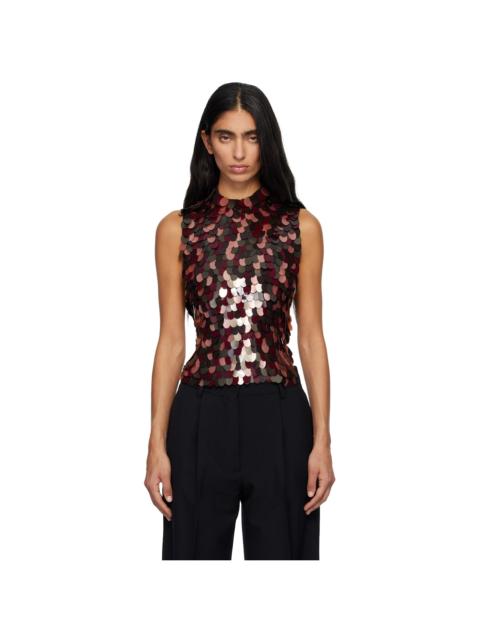 Dries Van Noten Burgundy Sequinned Tank Top