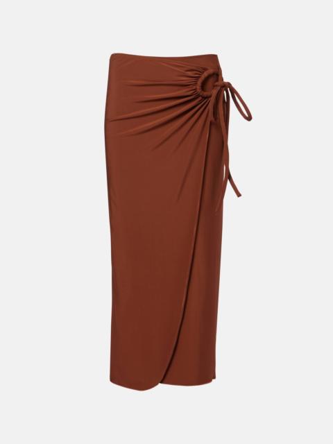 Max Mara Afoso gathered jersey wrap skirt