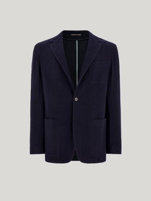 Canali NAVY BLUE TRICOT-EFFECT COTTON JERSEY JACKET
