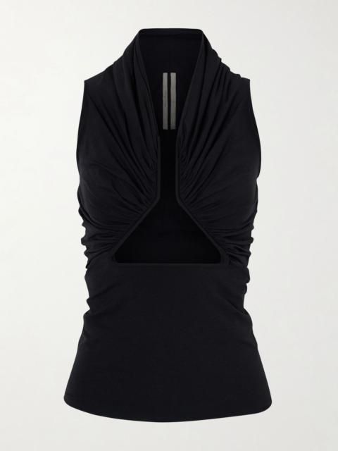 Rick Owens Cutout gathered jersey top Black