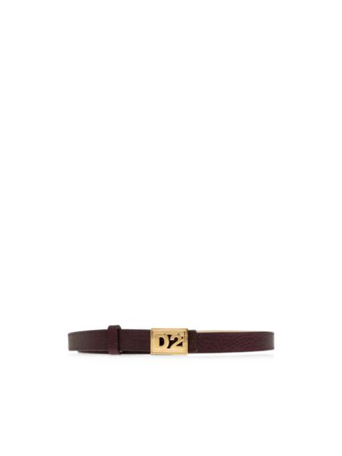 DSQUARED2 logo-plaque pebbled leather belt
