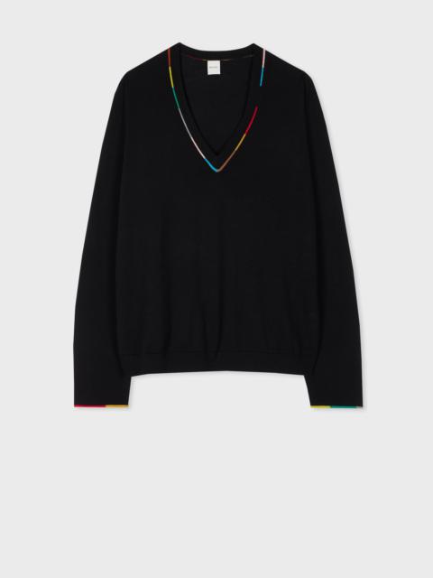 Paul Smith Women's Black Merino Knitted V Neck Sweater