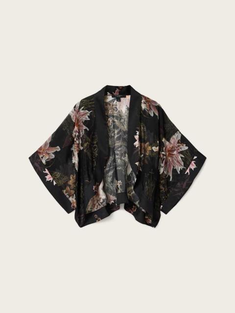 ALLSAINTS ALICE RELAXED FIT SILK BLEND FLORAL SHRUG