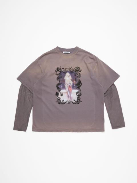 Acne Studios Layered print t-shirt - Dark mauve