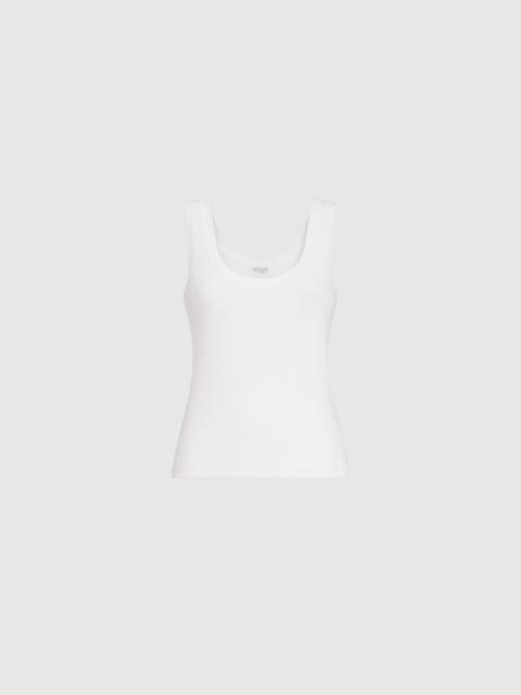 Brunello Cucinelli Stretch cotton ribbed jersey top with monili