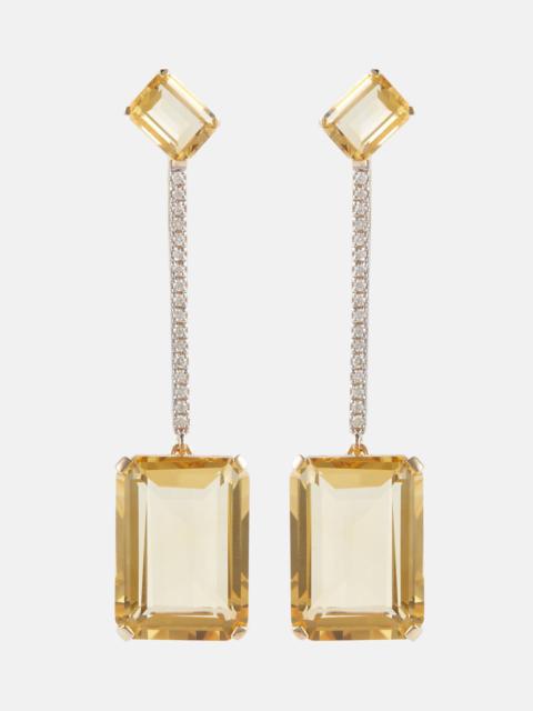 14kt gold earrings with yellow citrine and diamonds