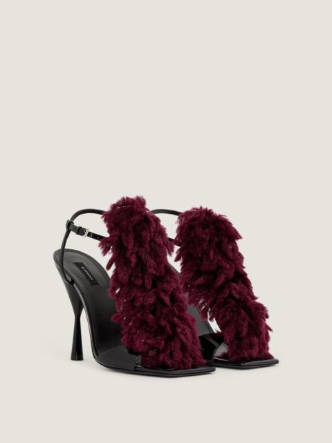 Givenchy POMPOM HEELED SANDALS IN PATENT LEATHER AND KNIT