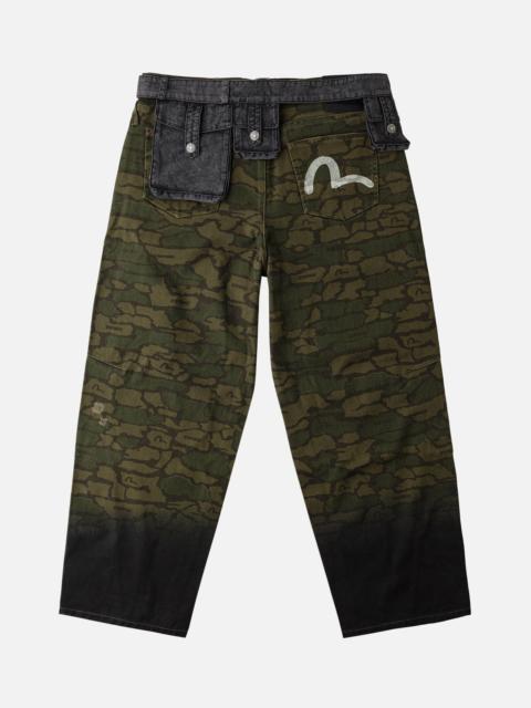 EVISU 2-in-1 Ishigaki Camouflage Detachable Utility Belt Balloon Fit Cotton Pants