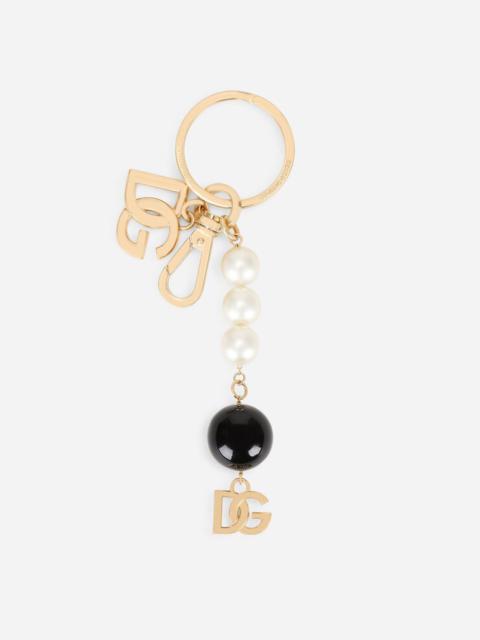 Dolce & Gabbana Metal keychain with DG logo and pearls