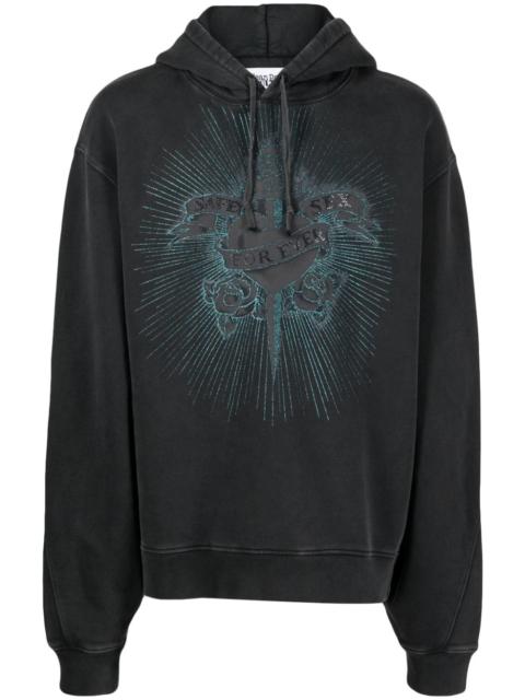 glitter-detailed cotton hoodie