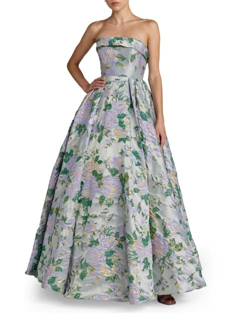 MAC DUGGAL Women's Floral Brocade Strapless Gown - Lilac Multi