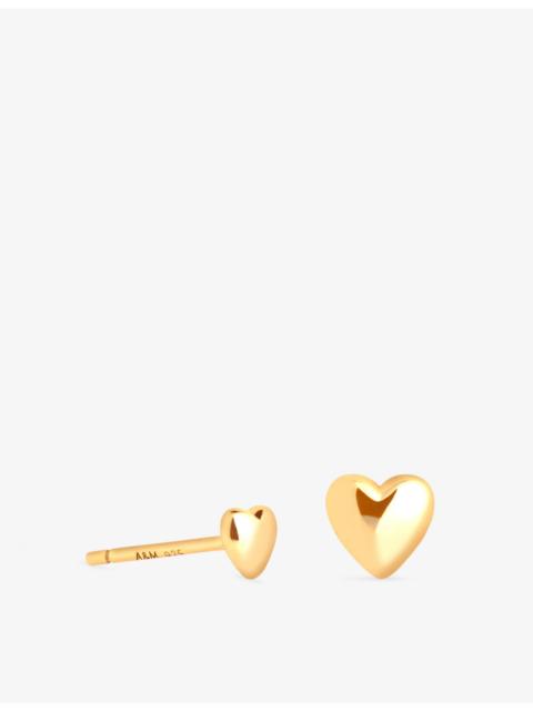 ASTRID & MIYU Heart 18ct Yellow-Gold Plated Sterling-Silver Stud Earrings