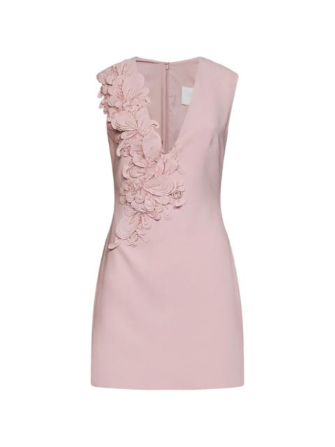 COSTARELLOS Anora floral-appliqué bead-embellished mini dress