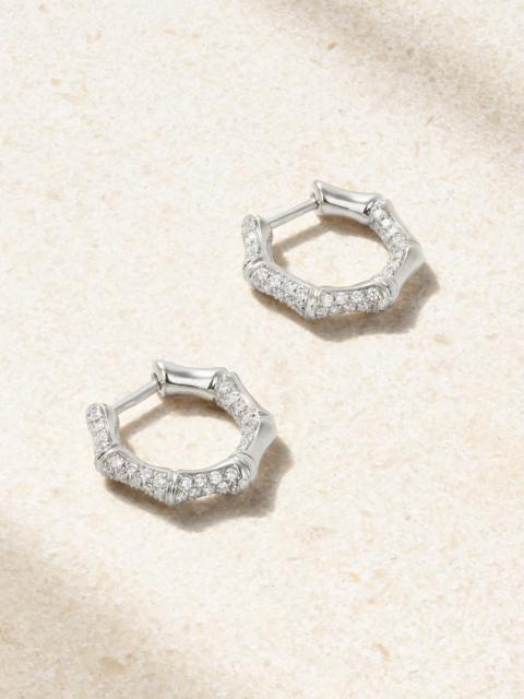 ANITA KO Small Bamboo 18-karat White Gold Diamond Hoop Earrings