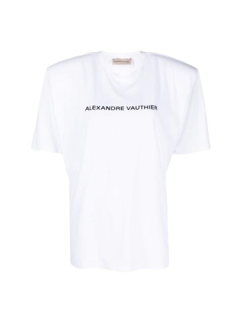 ALEXANDRE VAUTHIER logo-print shoulder-pad T-shirt