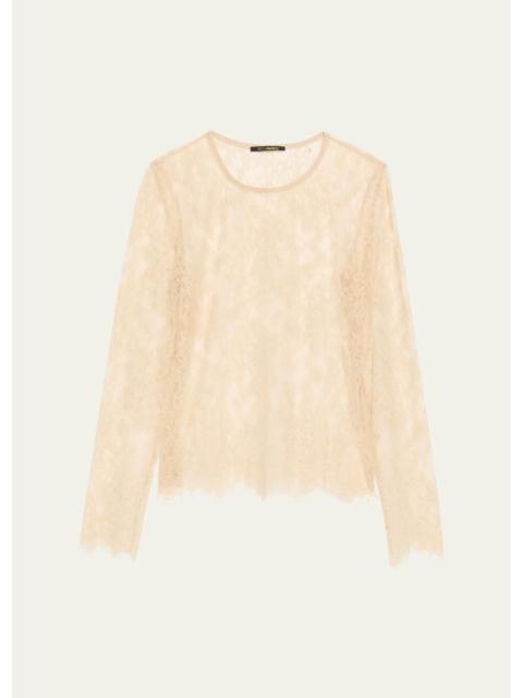 KOBI HALPERIN Fallon Scalloped Eyelash-Fringe Lace Blouse