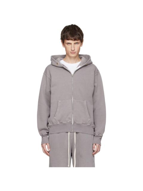 LES TIEN Gray Heavyweight Zip Hoodie