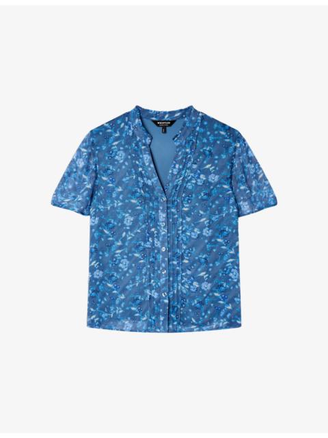 WHISTLES Ditsy Floral-Print V-Neck Woven Blouse