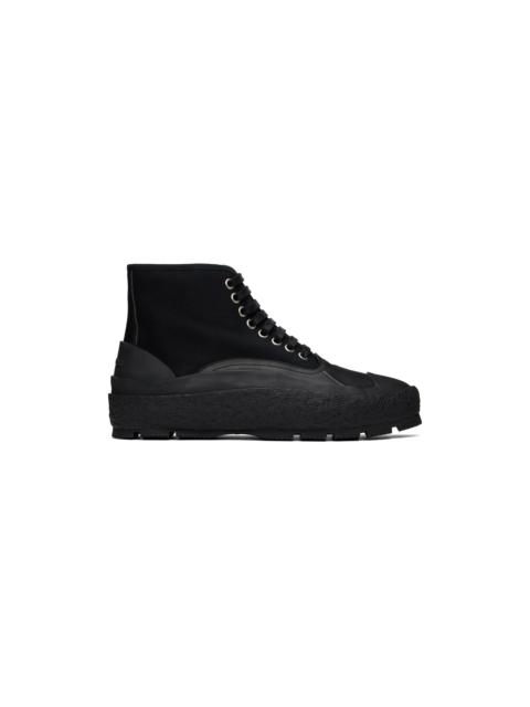Jil Sander Black Canvas High-Top Sneakers