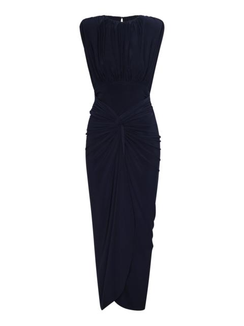 ANDRES OTALORA Zambea Draped Midi Dress navy