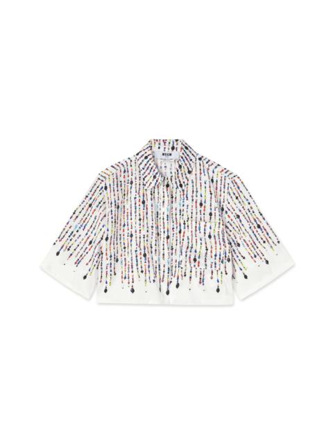MSGM Fluid fabric crop top with beaded print