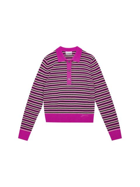 GANNI striped wool-blend jumper