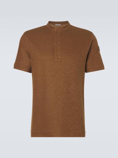 Moncler Cotton and linen-blend polo shirt