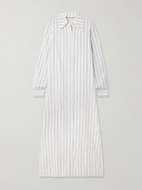 ALIX OF BOHEMIA Lotte Striped Crepe Maxi Shirt Dress