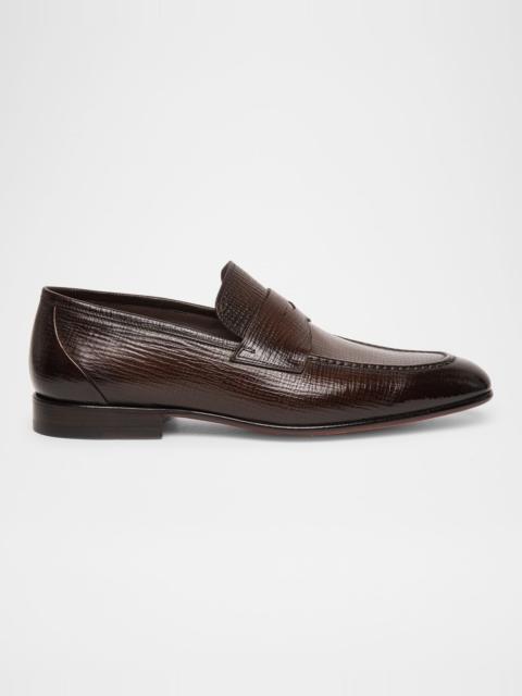 Santoni 남자 Gannon 가죽 페니 Loafers