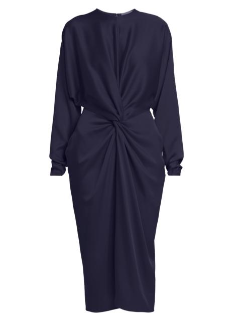 Stella McCartney Women's Satin Twist-Front Long-Sleeve Midi-Dress - Ink