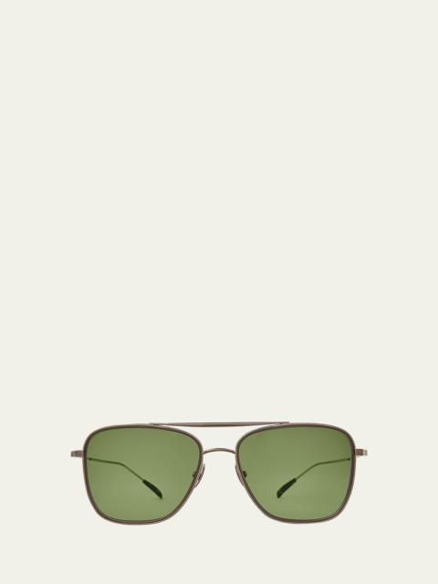 Mr. Leight Men's Novarro Titanium Square Aviator Sunglasses