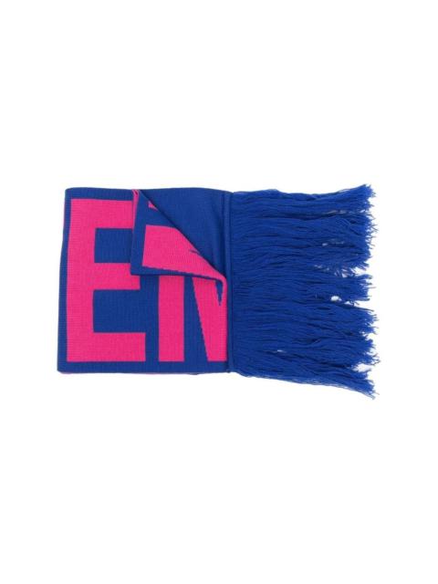 intarsia-knit logo scarf