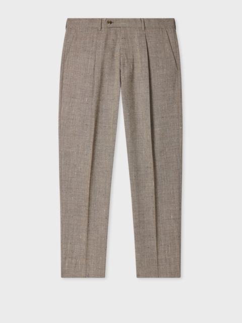 Paul Smith Tapered-Fit Beige Flecked Wool-Viscose Pleated Trousers
