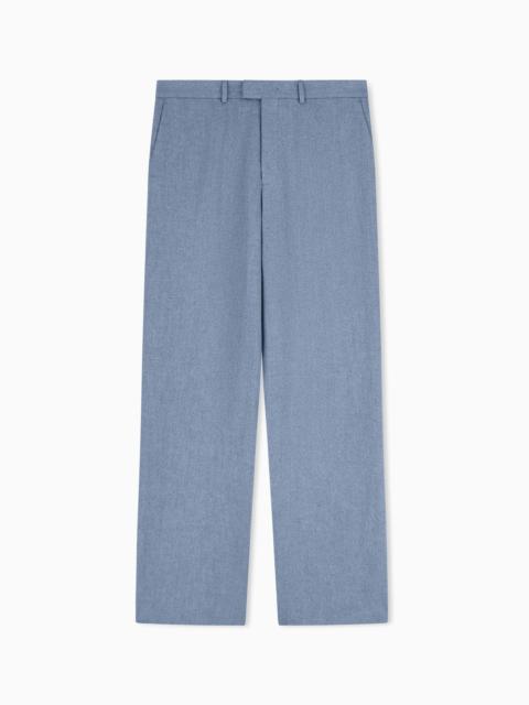 EMPORIO ARMANI ICON MOULINÉ LINEN SATIN TROUSERS